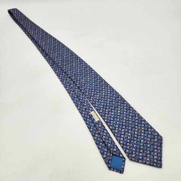 Hermes Paris 100% Silk Tie Blue - Picture 2 of 5